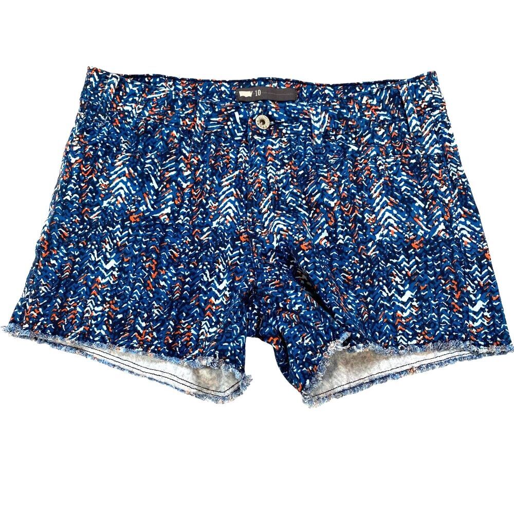 Levi's Cut-Off Jean Shorts Womens 10 Multi Zig Zag Flat Front Stretch Mid Rise